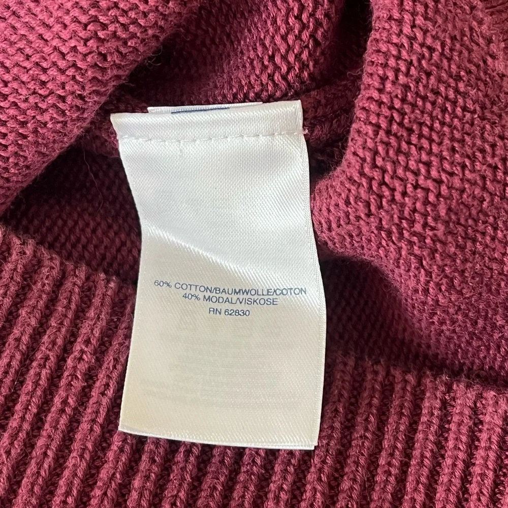 Lands’ End | Burgundy knit uniform zip font sweater size small